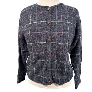 Dress Barn Women's size L Check Knit Cardigan Sweater Long Sleeve